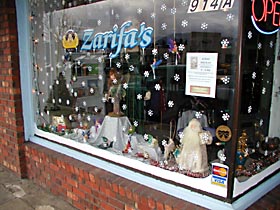 View of Zarifa's Display Window at Chistmastime