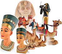 4 inch Nefertiti, 7 inch Nefertiti, Thoth, camel sitting, camel laying, Sphinx Trinket Box