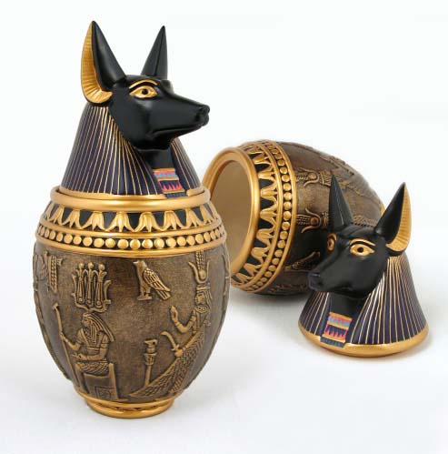 Duamutef Egyptian Canopic Jar - Bronze, 9"