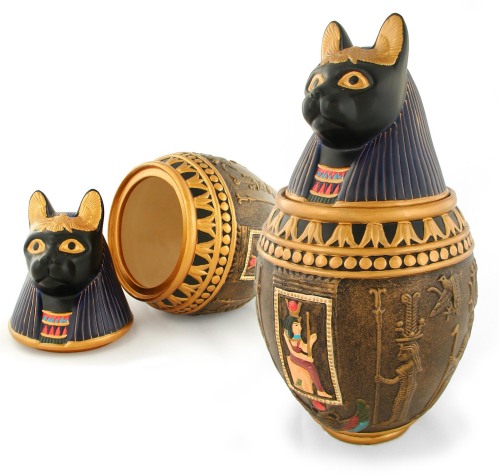 Bastet Canopic Jar - Bronze, 9"