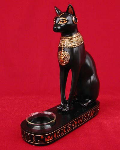 Egyptian Statue - Bastet Candleholder, 8"