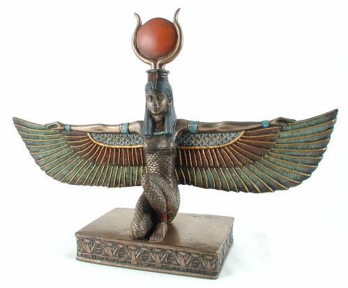 Egyptian Goddess Isis with Open Wings, Bronze