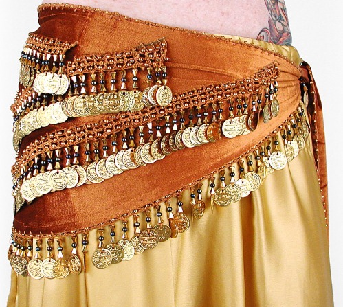 Belly Dance Velvet Hip Scarf with Coins