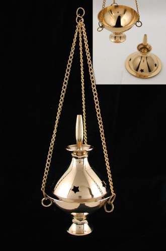 Hanging Brass Incense Burner with Stars