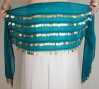 Belly Dance Hip Scarf, 5 Rows of Coins