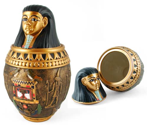 Imsety Egyptian Canopic Jar - Bronze, 9"
