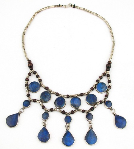 Tribal Lapis Teardrop Belly dance Necklace
