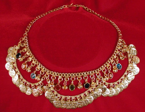 Belly Dance Necklace with Glass Charms