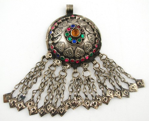 Round Tribal Ornament with Colored Stones