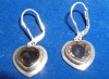 Smokey Quartz Heart Ear Rings