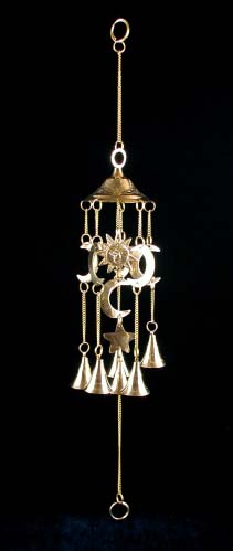 Brass Moon Wind Chime with Sun & Bells