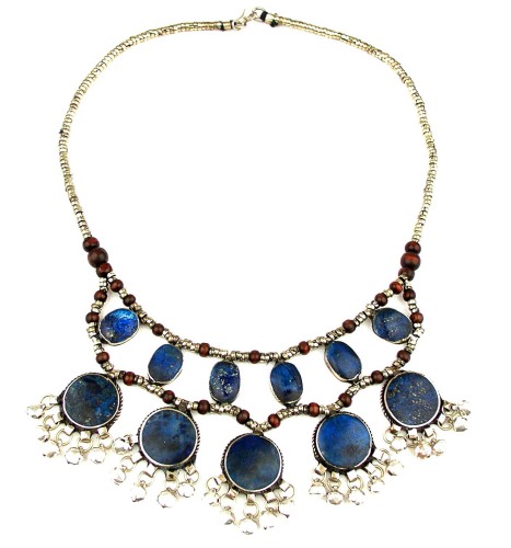 Tribal Lapis Belly Dance Necklace with Bells | Zarifa's Touch of Egypt