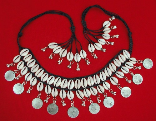 Tribal Shell Choker Necklace with Coins | Zarifa's Touch of Egypt